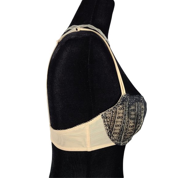 JLO Beige with Black Lace Semi Coverage Bra 36B - Picture 3 of 5